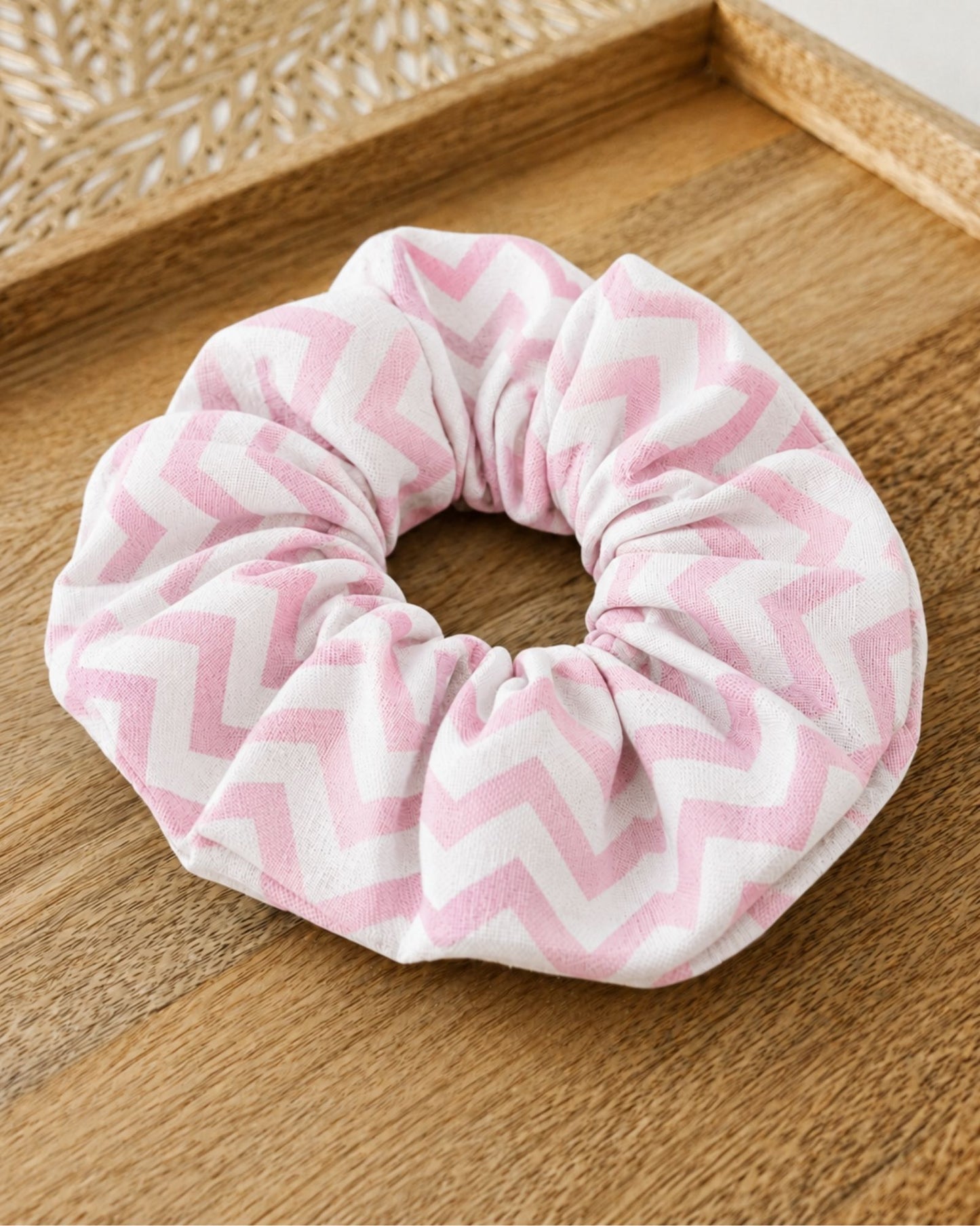 Coletero de tela zigzag rosa para coleta o lelvar como pulsera MiDuende