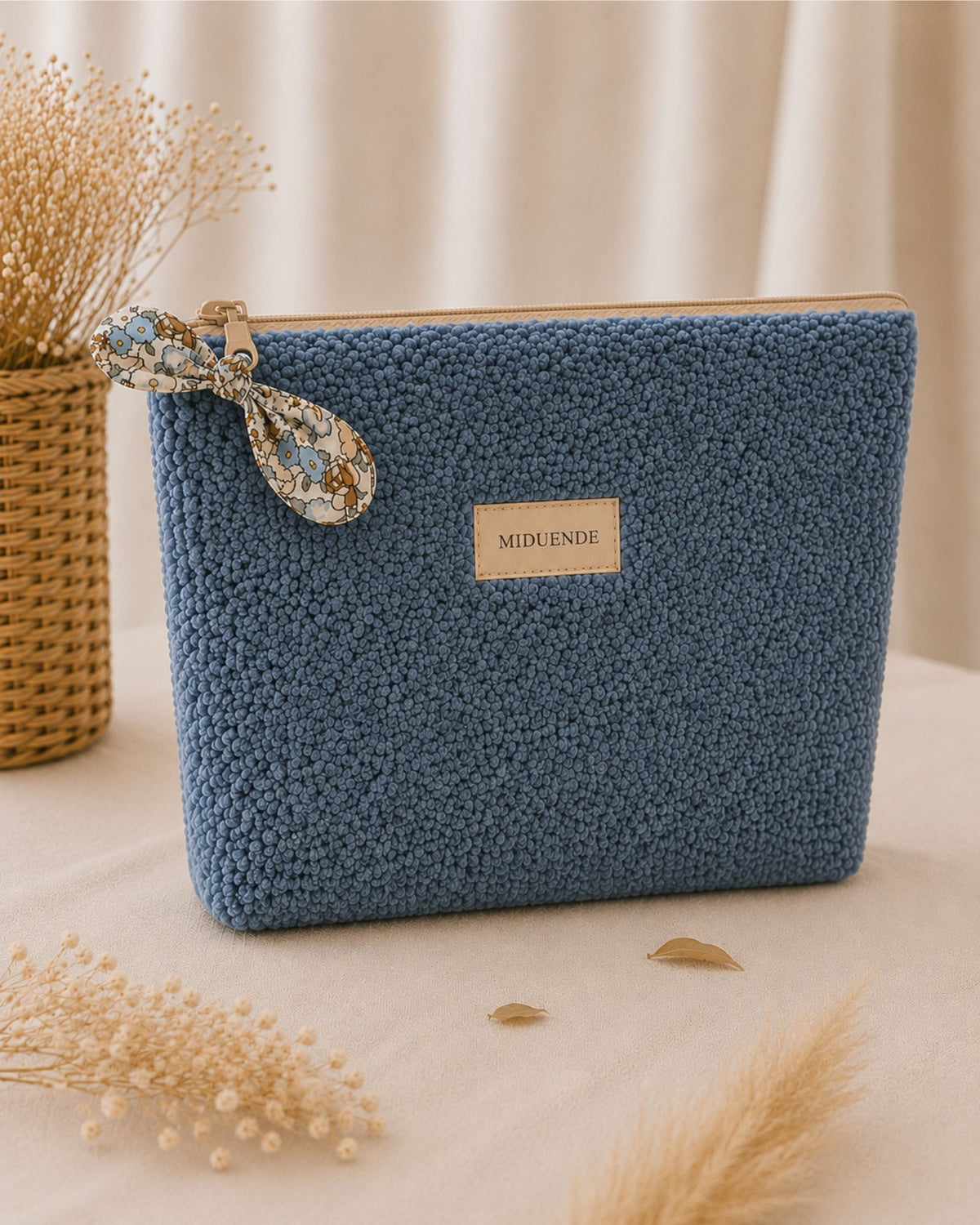 neceser maxi en tela borreguito azul personalizable de Miduende