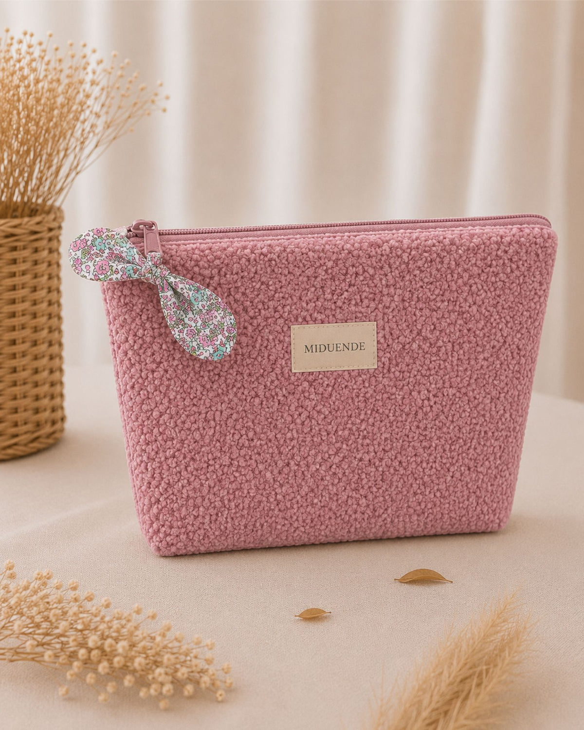 neceser maxi en tela borreguito rosa personalizable de Miduende
