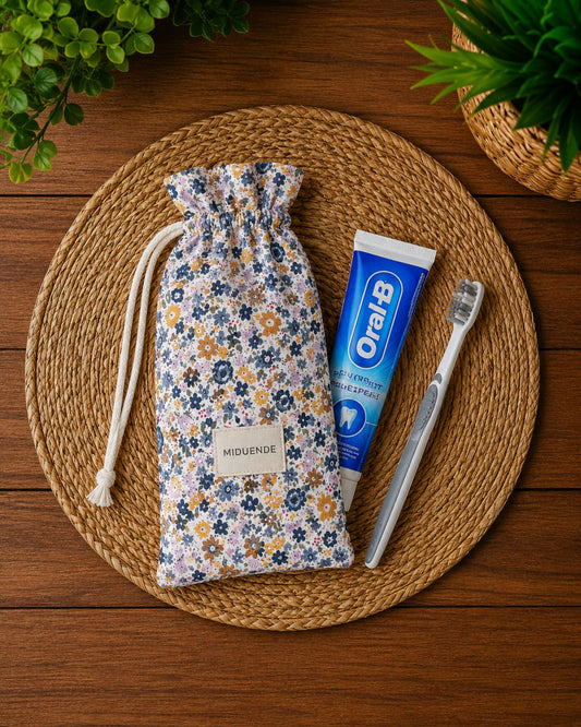 Bolsa porta cepillo de dientes personalizada MiDuende en tela Lys  para guardar cepillo y pasta de dientes