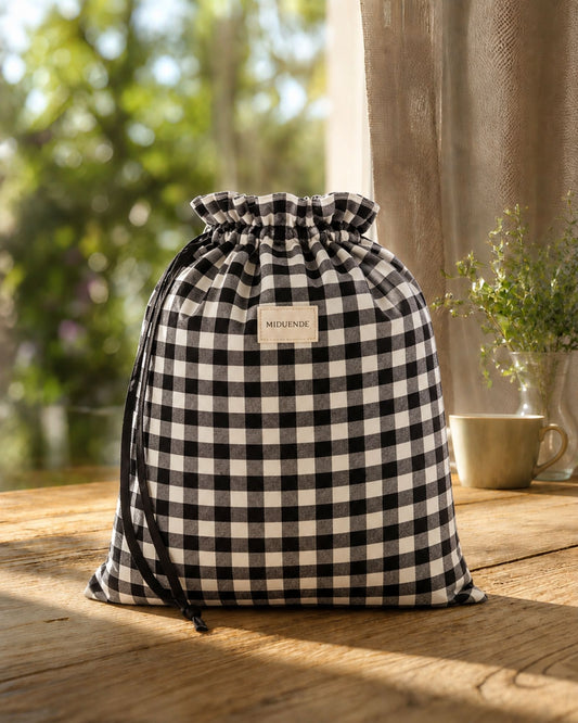 Bolsa organizadora personalizada Vichy Negro MiDuende para viaje, gimnasio, playa y piscina