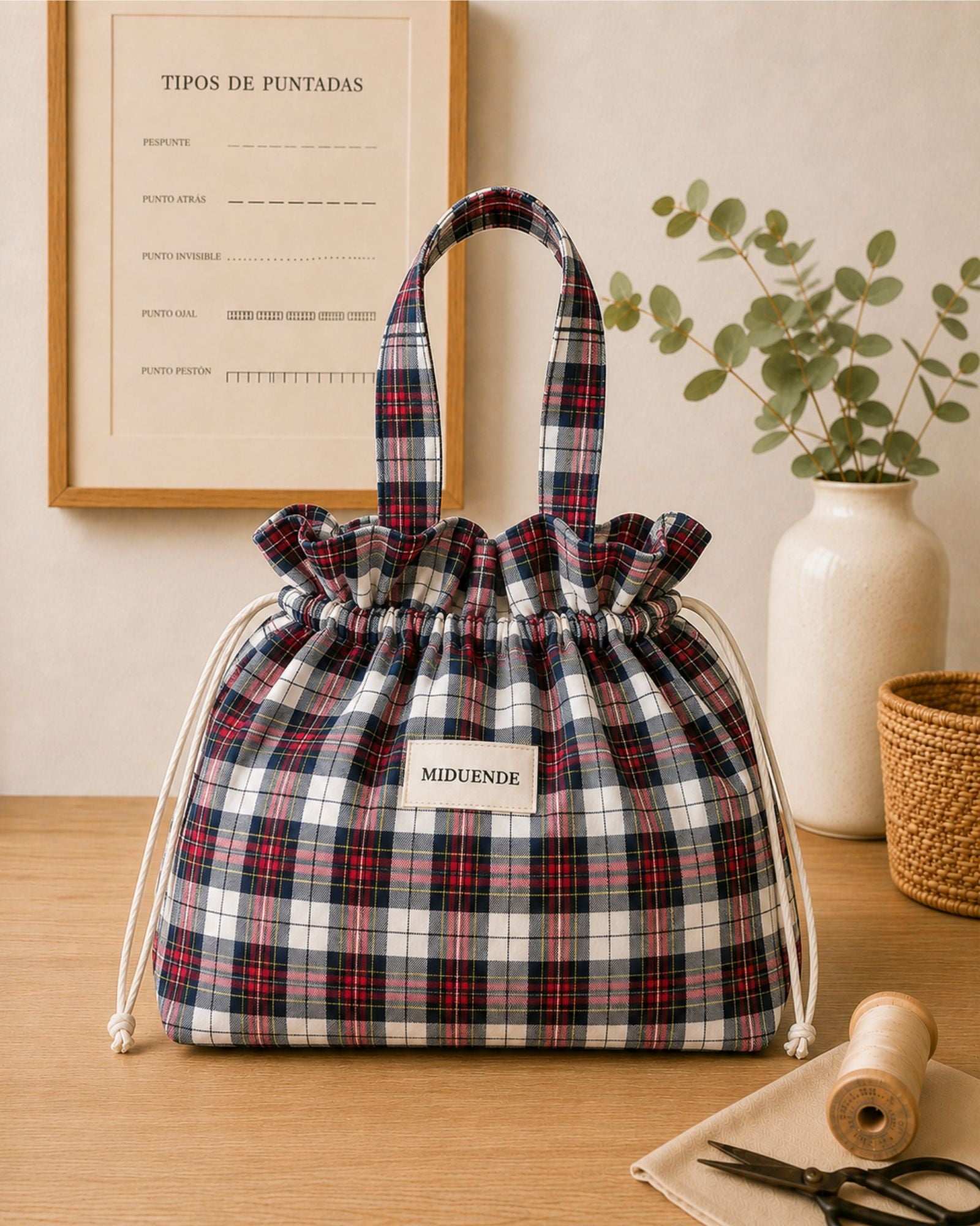Bolsa saco para labores personalizada tela Balmoral MiDuende