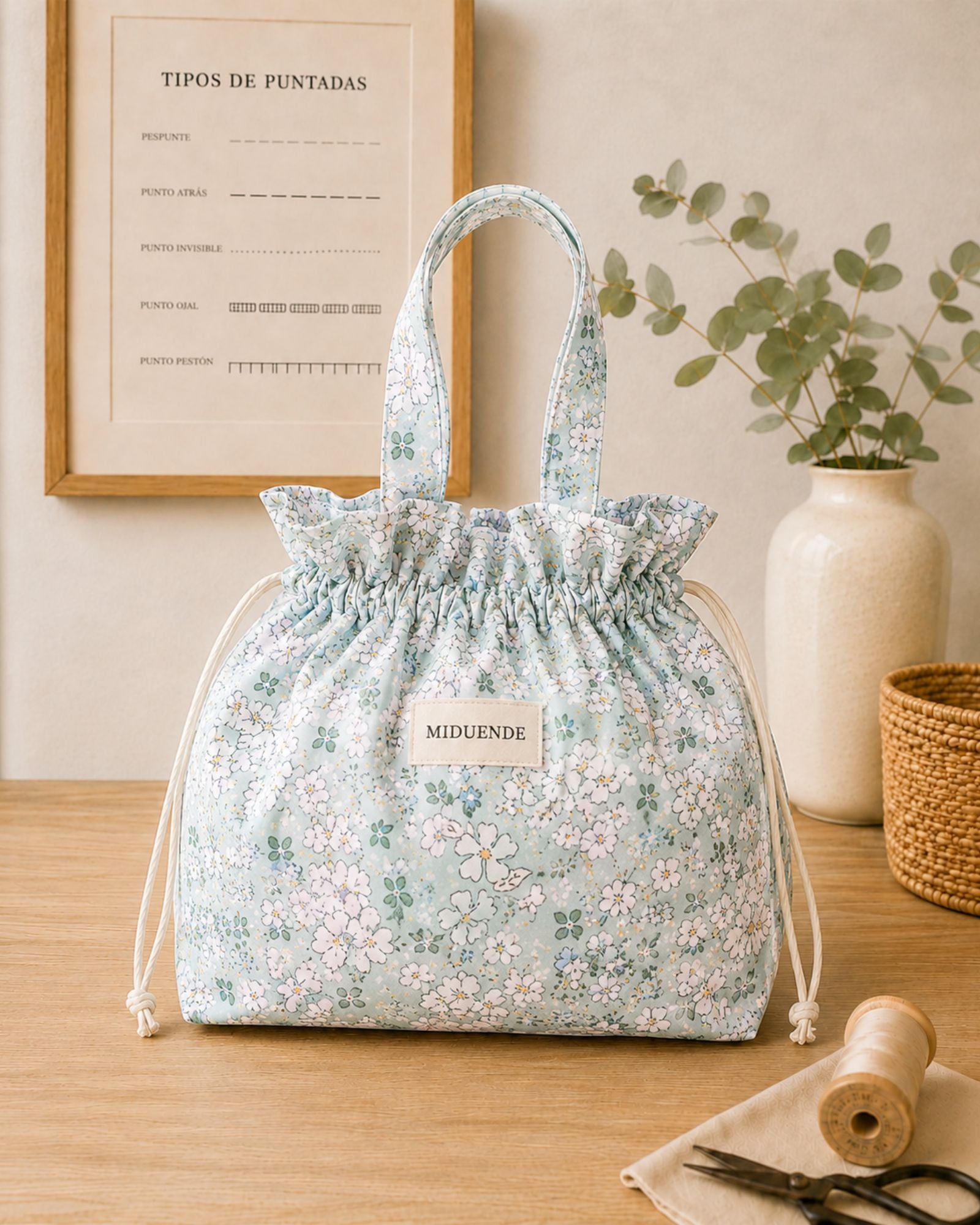 Bolsa saco para labores personalizada tela Sylvie MiDuende