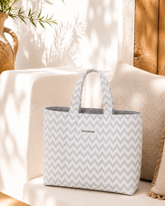 Bolso shopping en loneta de zugzag gris personalizable para mujer de MiDuende