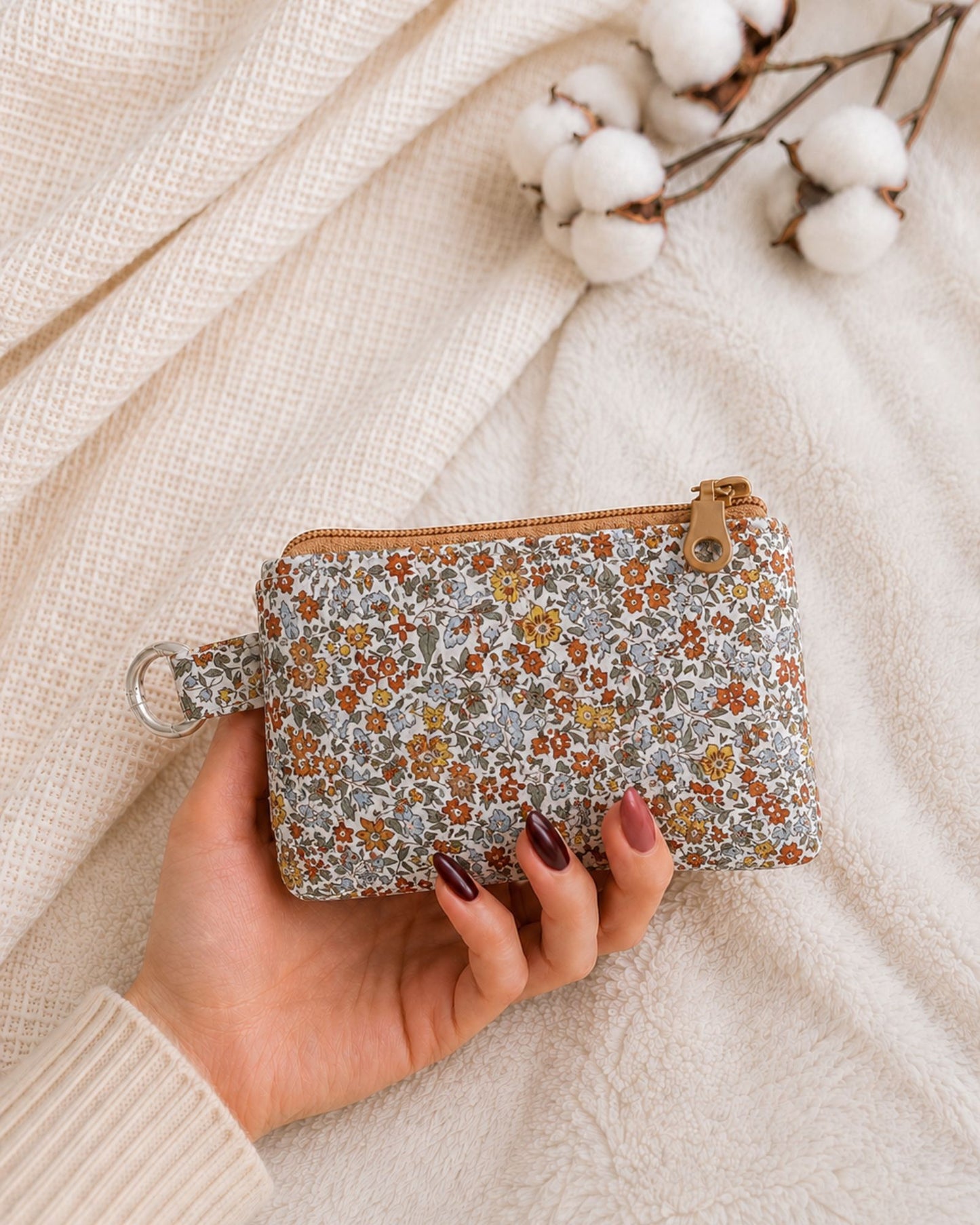 Monedero Floral marrón