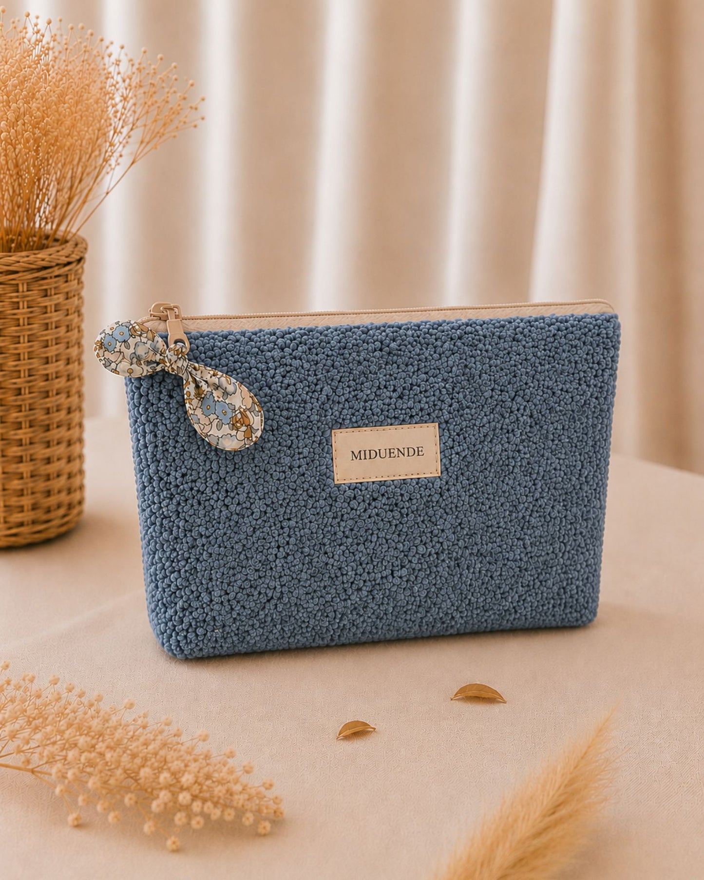 Neceser básico personalizado Borreguito azul de algodón acolchado Miduende 32x24 cm