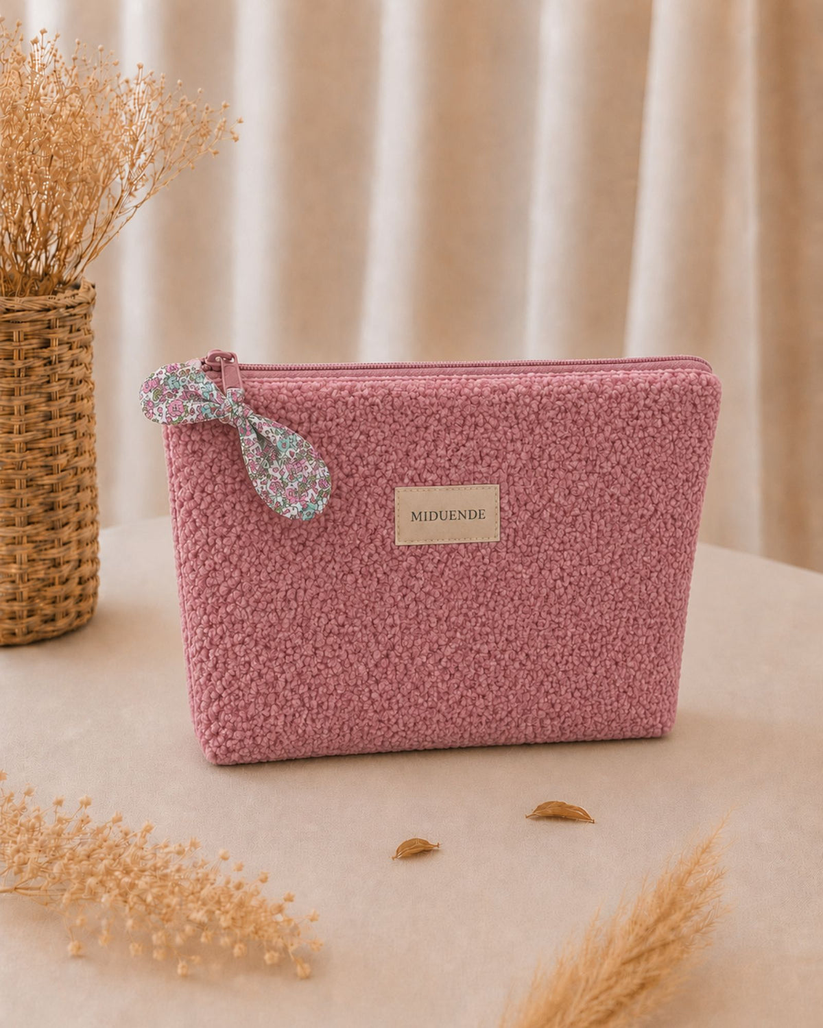 Neceser básico personalizado Borreguito rosa de algodón acolchado Miduende 27x19x4 cm