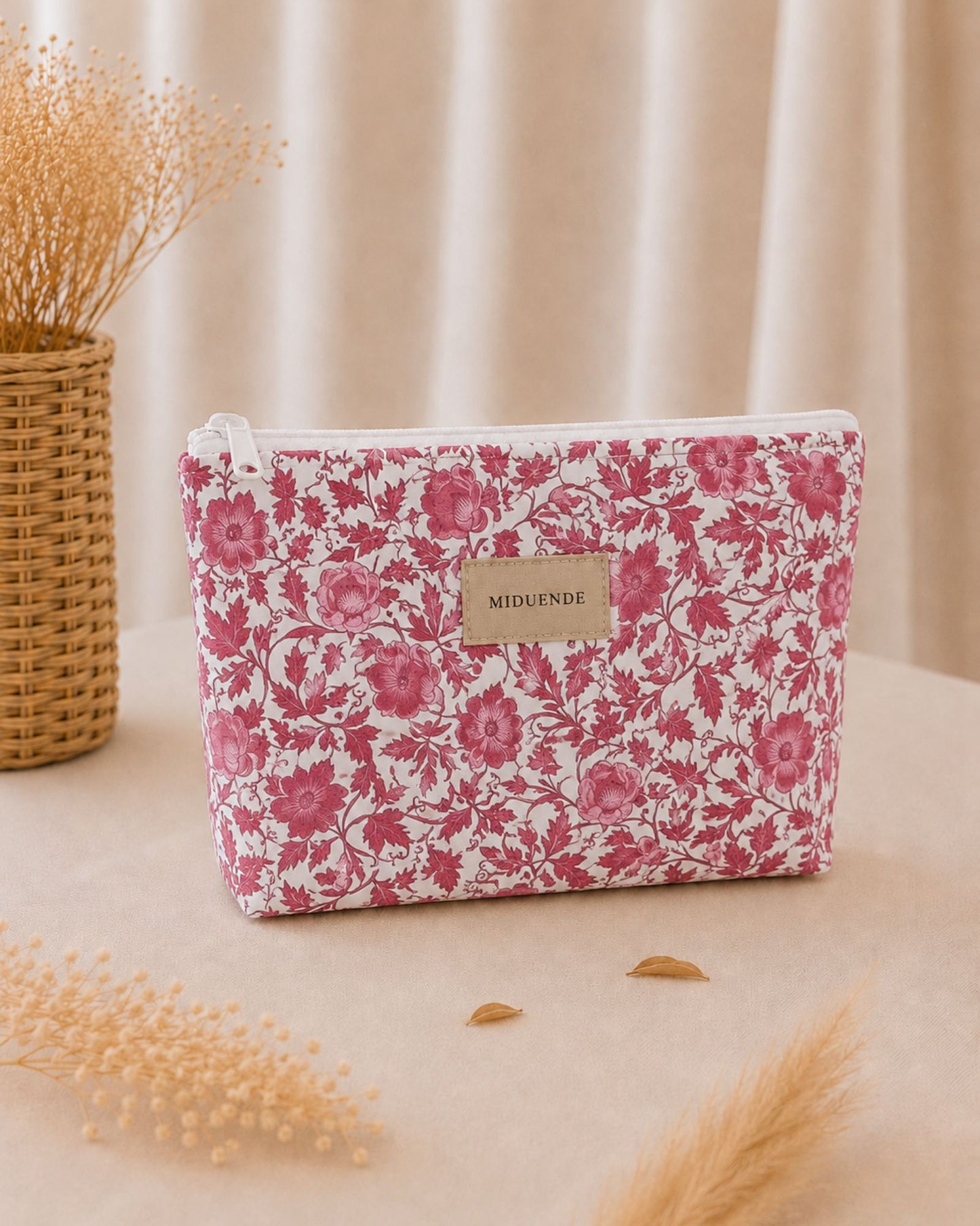 Neceser básico personalizado Frambuesa de algodón acolchado Miduende 32x24 cm