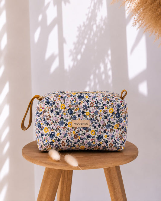 Neceser Traveler Lys personalizable de algodón acolchado MiDuende con estampado floral y asa lateral