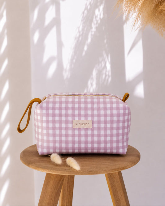 Neceser Traveler Vichy malva personalizable MiDuende