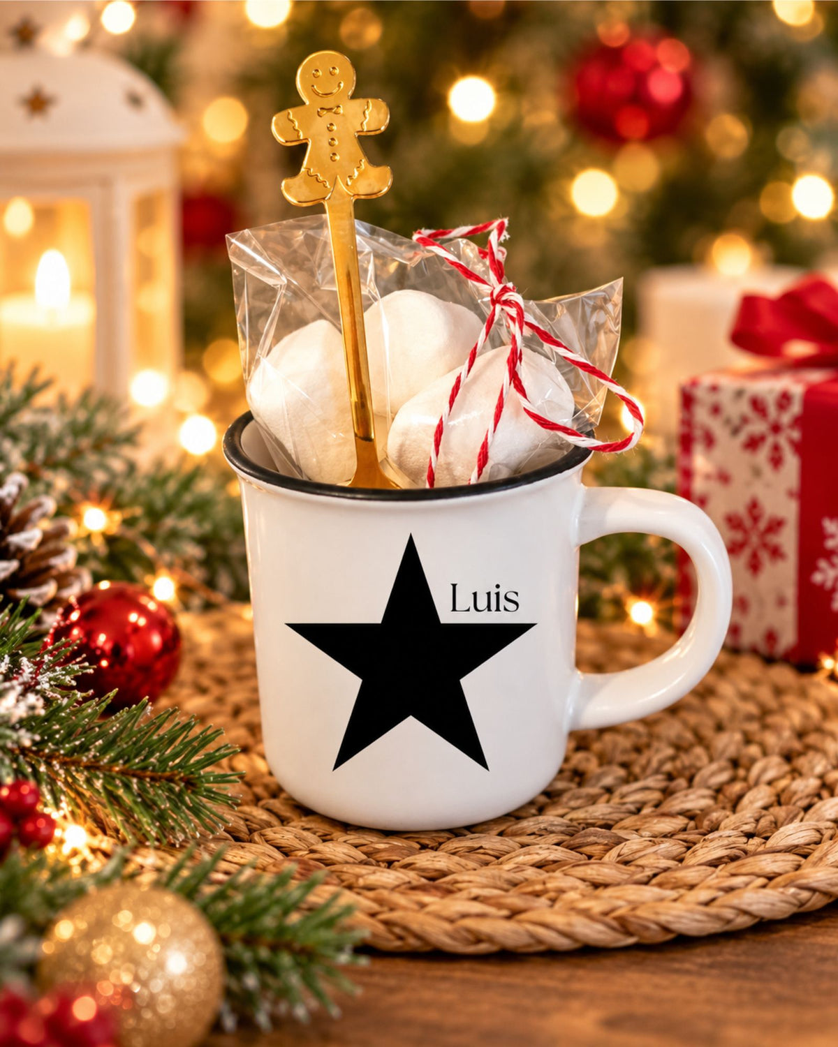 Taza personalizada con el nombre para regalo de navidad