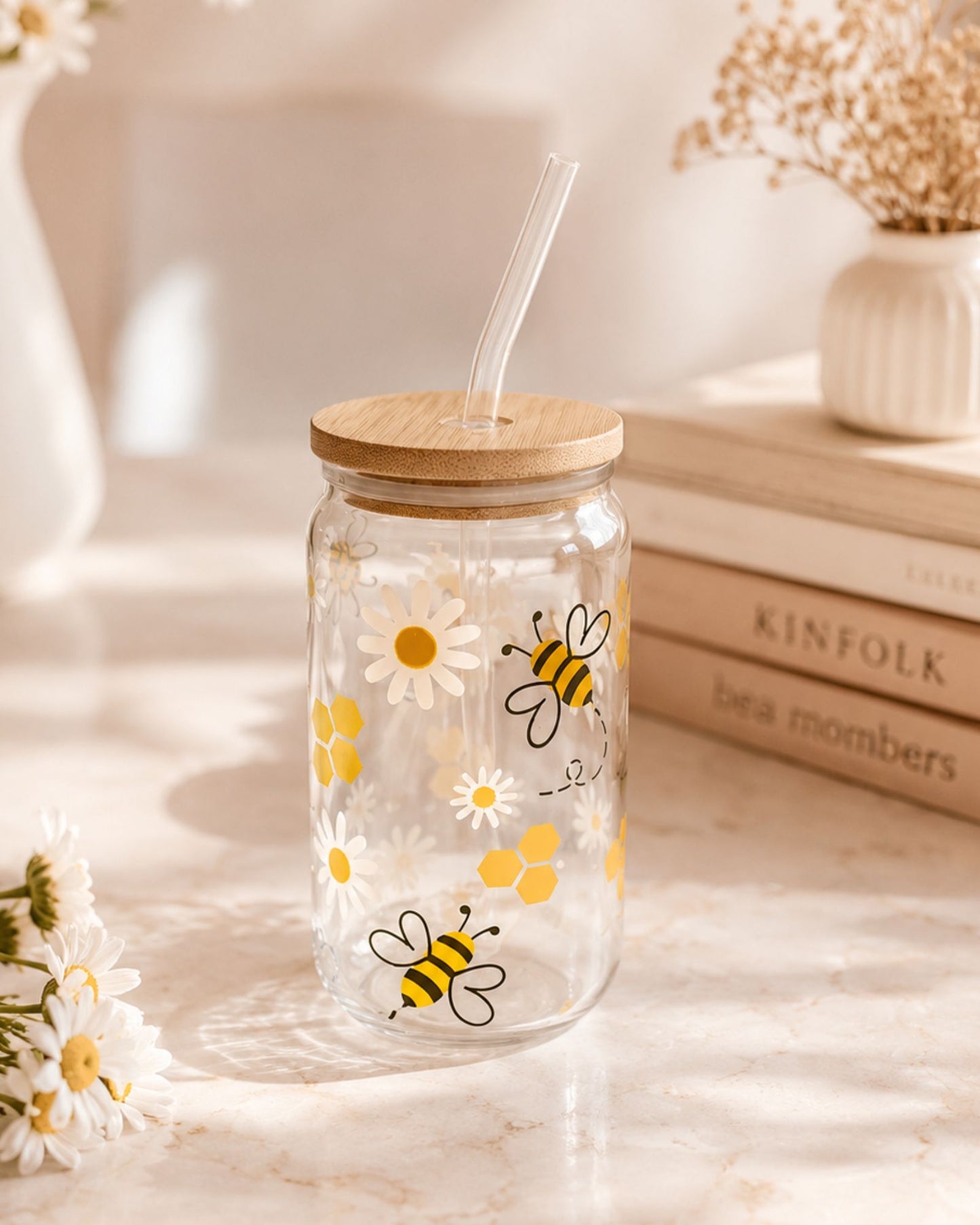 Vaso con pajita Abejas
